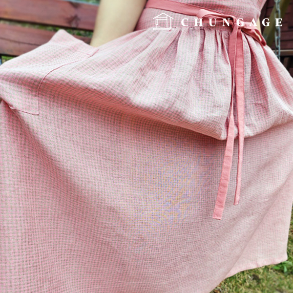 Linen Fabric Lithuania 40 count Bio-washing Check Fabric Pink Gray Check