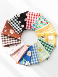 Fabric package scrap fabric flower pattern Flower Check Stripe Fabric Doll Dog Clothes Making Piece Fabric 3 types