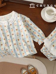 Yoru Double Gauze Fabric Cotton Stripe Fabric Bear Stripe