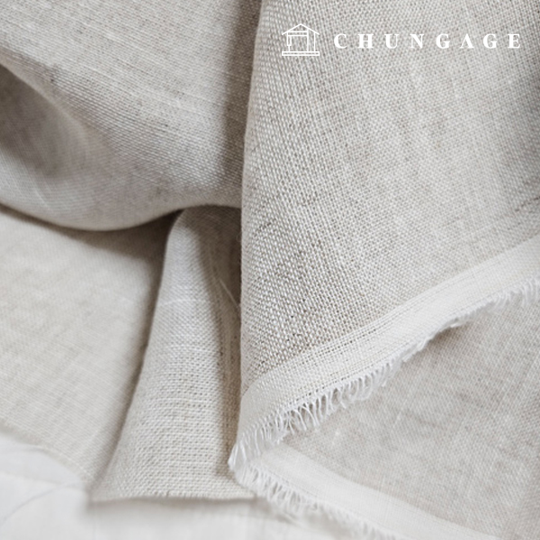 Linen Fabric Pure Linen Washing Plain Wide Width 40 count Gray Tone Ivory