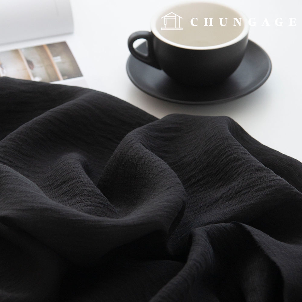 Yoru Gauze Fabric Cotton Washing Pure Cotton Fabric Black