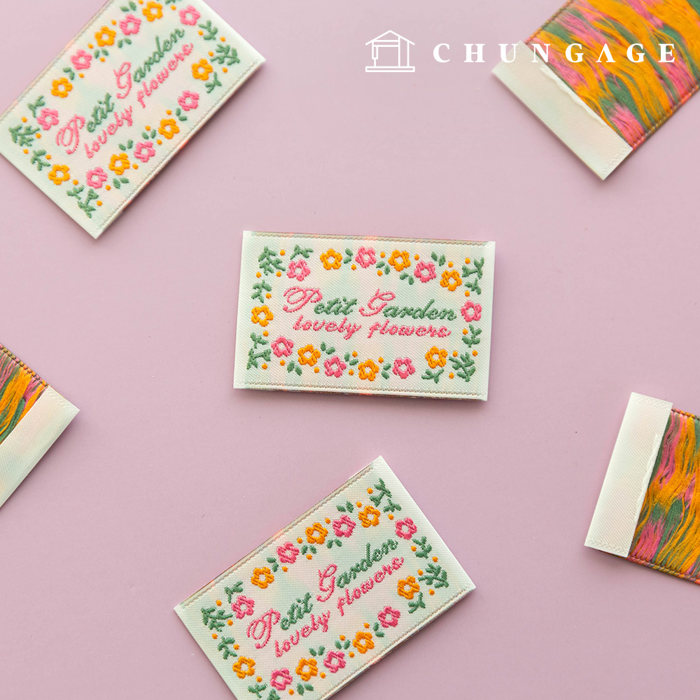 Cotton Label Double-Sided Woven Label Lovely Garden 2 Pack
