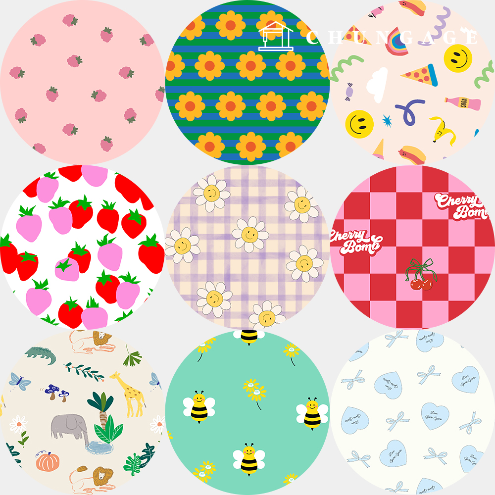 Waterproof Cloth DTP Waterproof Fabric Floral Flower Check Fabric Wide Width 38 Types