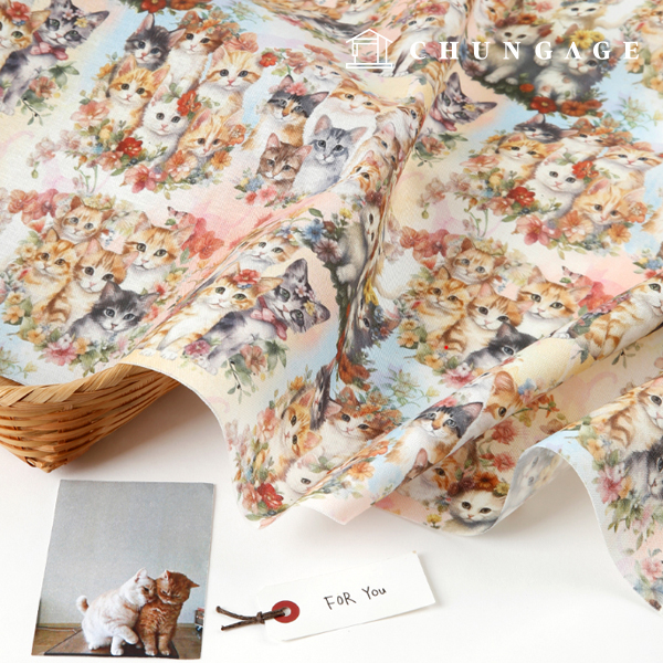Eco-friendly antibacterial and anti-inflammatory fabric E-DTP cotton 20 count Little Kitties M1825