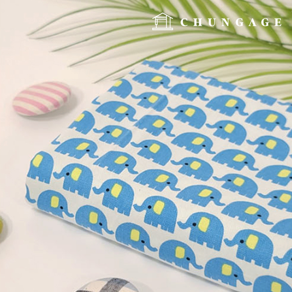 Cotton Oxford Fabric Animal Pattern Fabric Baby Elephant Blue