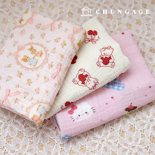 Yoru Double Gauze Fabric Cotton Cutie Soft Baby Love Edition 3 Types