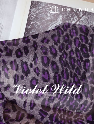Poly fabric Violet Wild Wide Width Leopard Chiffon Fabric