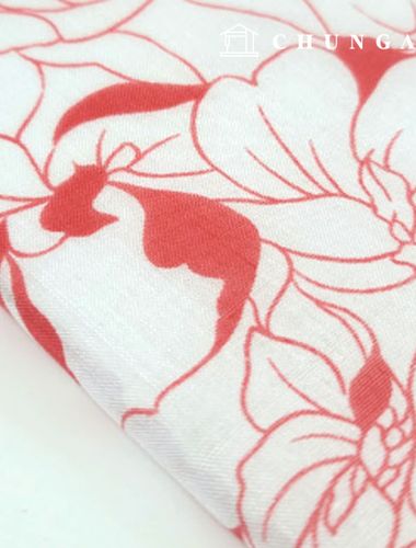 Asawondan cotton60 count Wide Width Summer Garden Red