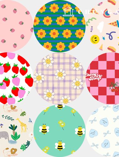 Waterproof Cloth DTP Waterproof Fabric Floral Flower Check Fabric Wide Width 84 types
