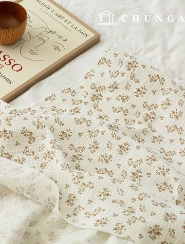 Yoru double gauze fabric cotton non-fluorescent biowashed floral pattern fabric petit flower