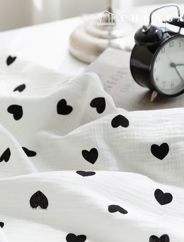 Yoru double gauze fabric cotton non-fluorescent biowashing fabric black heart