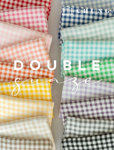 Yoru Double Gauze Fabric 1cm Check Fabric Wide Width Cotton Washing Fabric Non-fluorescent Simple Check 18 Types