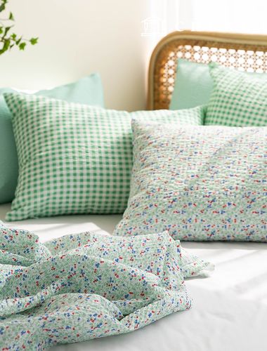 Supporting fabric Cool Ripple Seersucker Fabric Wide Width Flower Pattern Fabric Green Deco R-727
