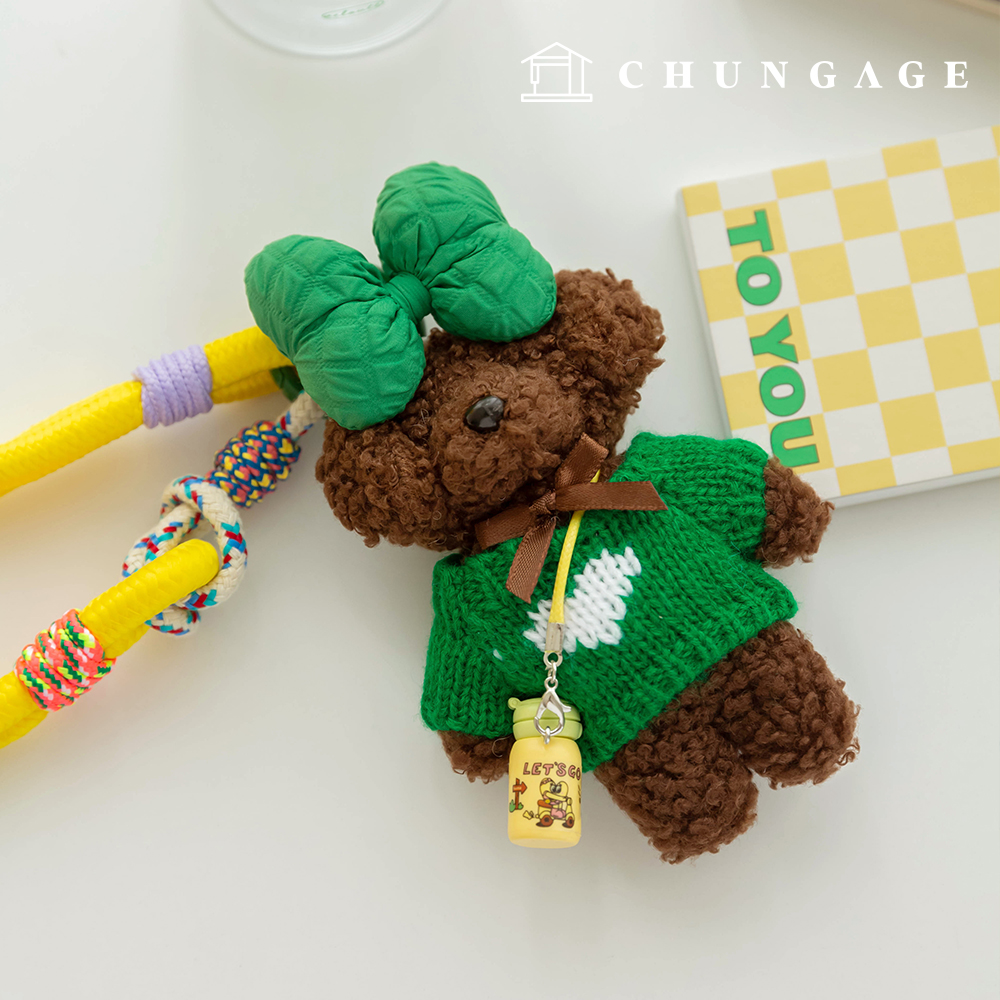 Keyring Knot String Keyholder Keyring Bowknot Puppy Bear Doll Moru Doll Keyring Green Bowknot Bear
