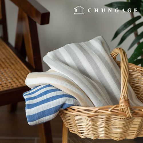 Poly fabric Linen Wide Width Fabric 1.5cm cross Stripe 3 types