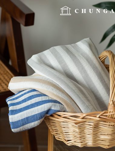 Poly fabric Linen Wide Width Fabric 1.5cm cross Stripe 3 types