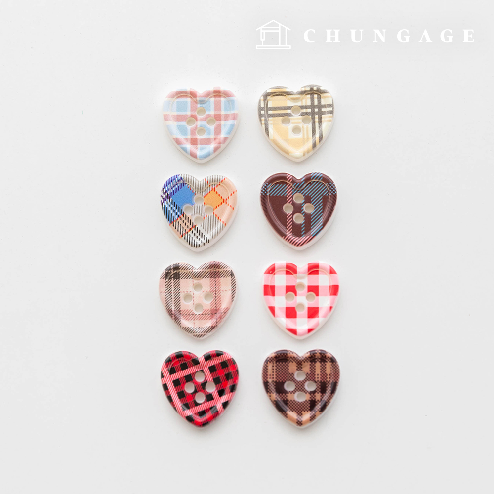 lovely heart check button clothes making