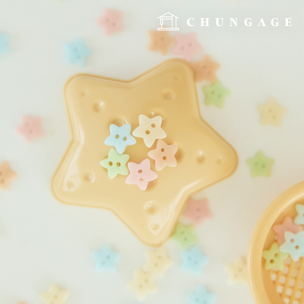 pastel plastic star 2 hole button clothes making
