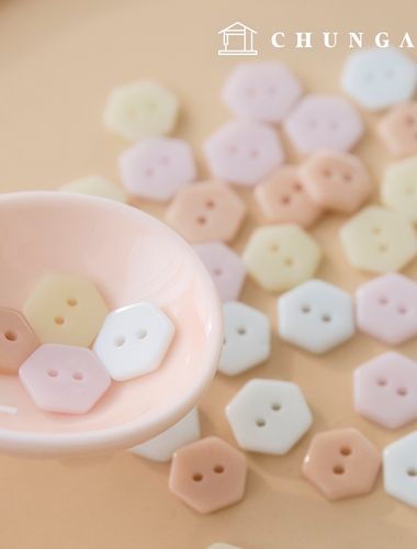 pastel plastic hexagon 2 hole button clothes making