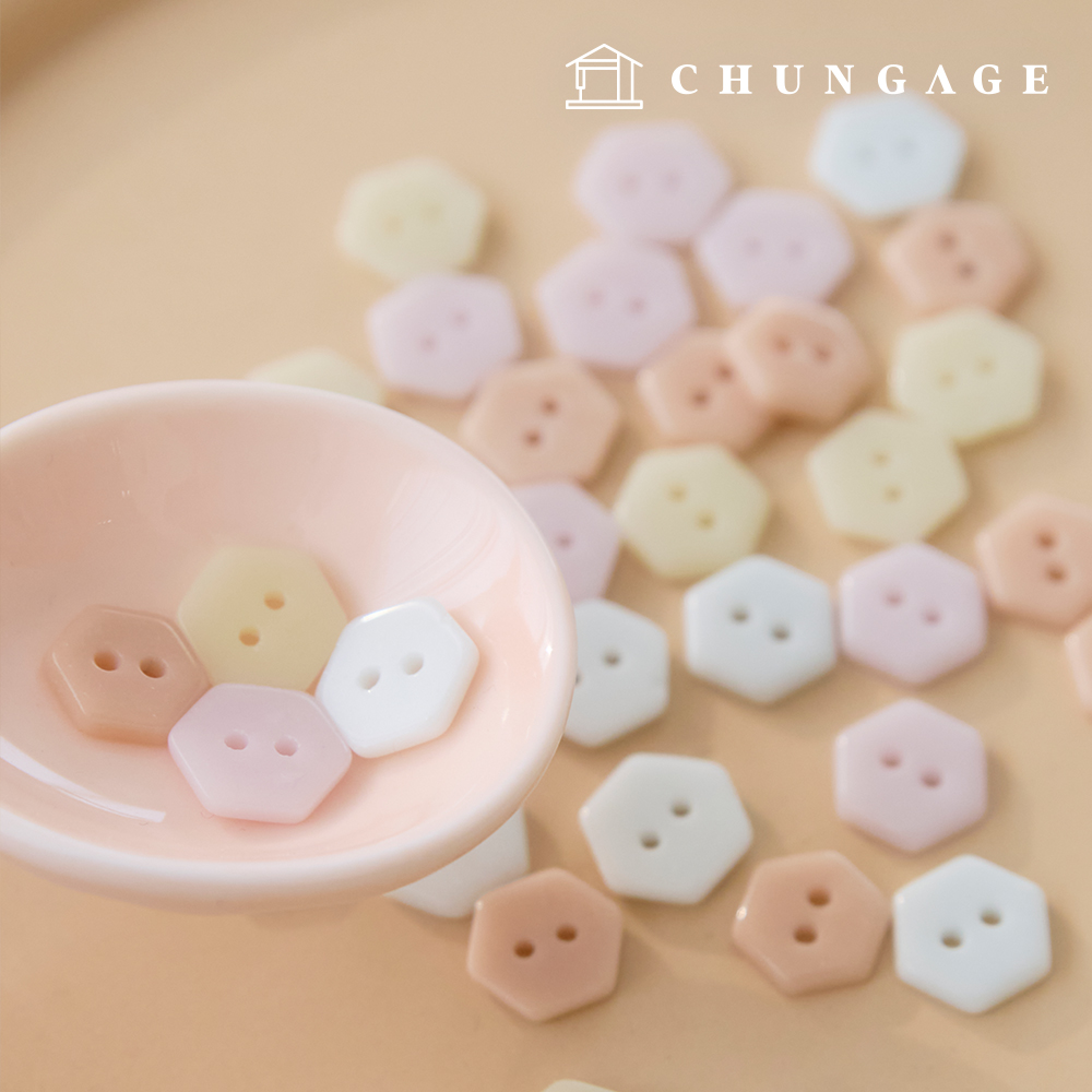 pastel plastic hexagon 2 hole button clothes making