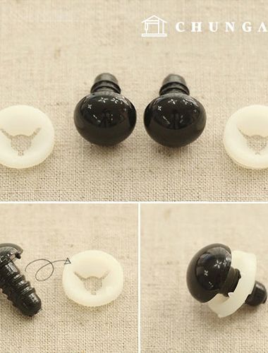 Doll Eye 14mm 2Piece Screw Type Doll Decorative Button Eye Black 60576