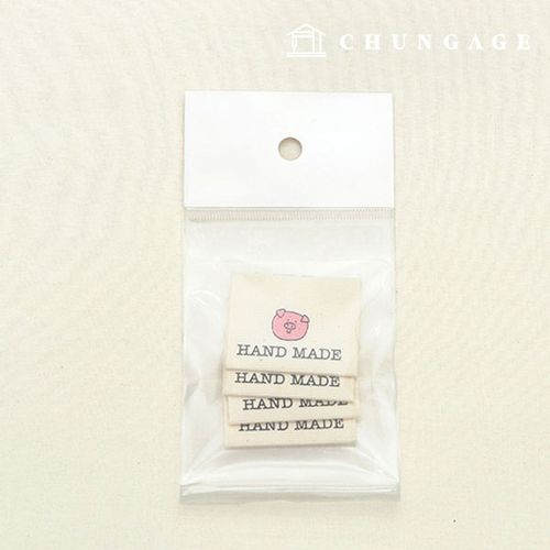 Snap Label Cotton Label Honey Pig Handmade 4 Pieces 53606