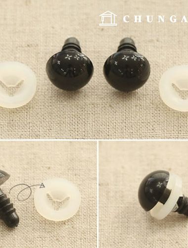 Doll Eye 12mm 2Piece Screw Type Doll Decorative Button Eye Black 60575