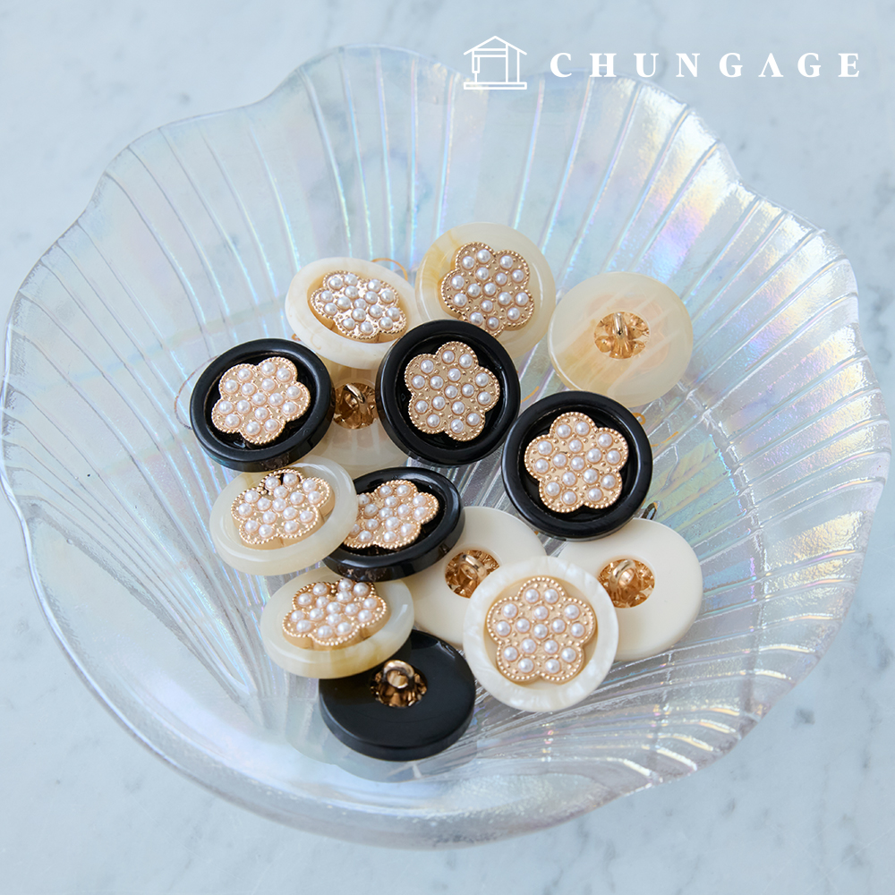 Pearl Round Gold Tweed Button Clothing Making