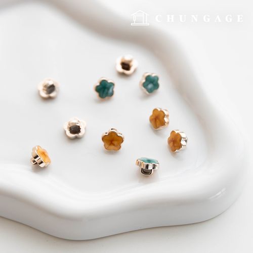 Epoxy flower shaped metal button clothes making