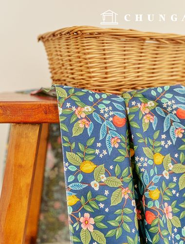 Cotton fabric 30 count high density floral flower fabric night citrus
