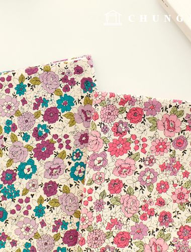 Cotton fabric 30 count high density flower pattern Flower Fabric Lolly Rose 2 types