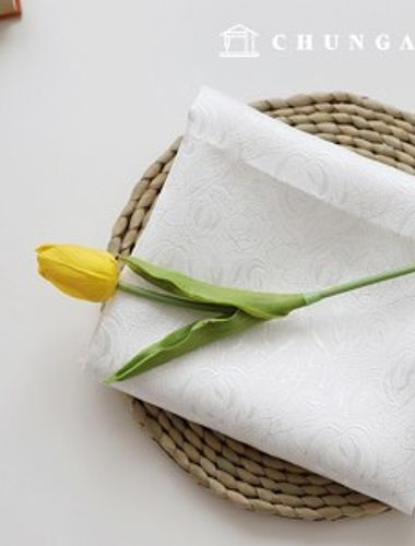 Poly fabric jacquard Wide Width Romantic jacquard espa whiteivory