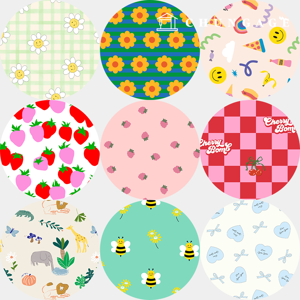Waterproof Cloth DTP Waterproof Fabric Floral Flower Check Fabric Wide Width 84 types