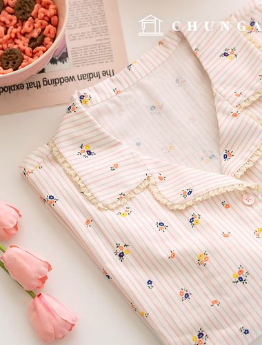 Cotton Fabric Stripe Floral Pattern Flower Fabric 20 count Flamelo 376