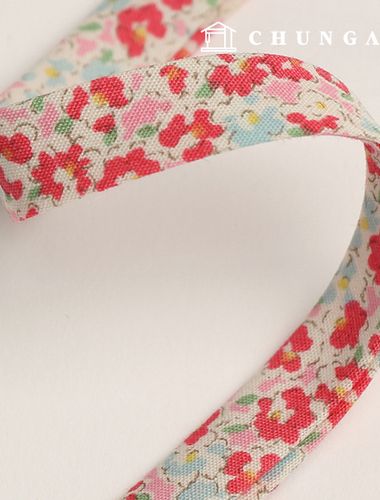 Cotton Bias Tape Floral 10mm Pink Monchouchou 47505