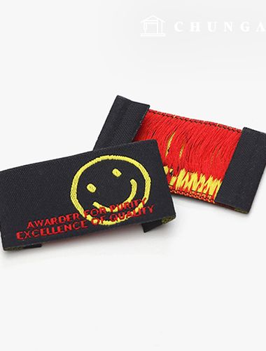 cotton double-sided woven label Today's Smile Black 45139