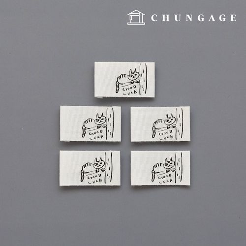 Cotton label double-folded lucky cat 5 pieces