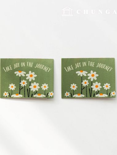 Cotton Label Double-Sided Woven Label Chamomile 2 Pack