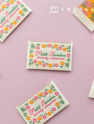 Cotton Label Double-Sided Woven Label Lovely Garden 2 Pack