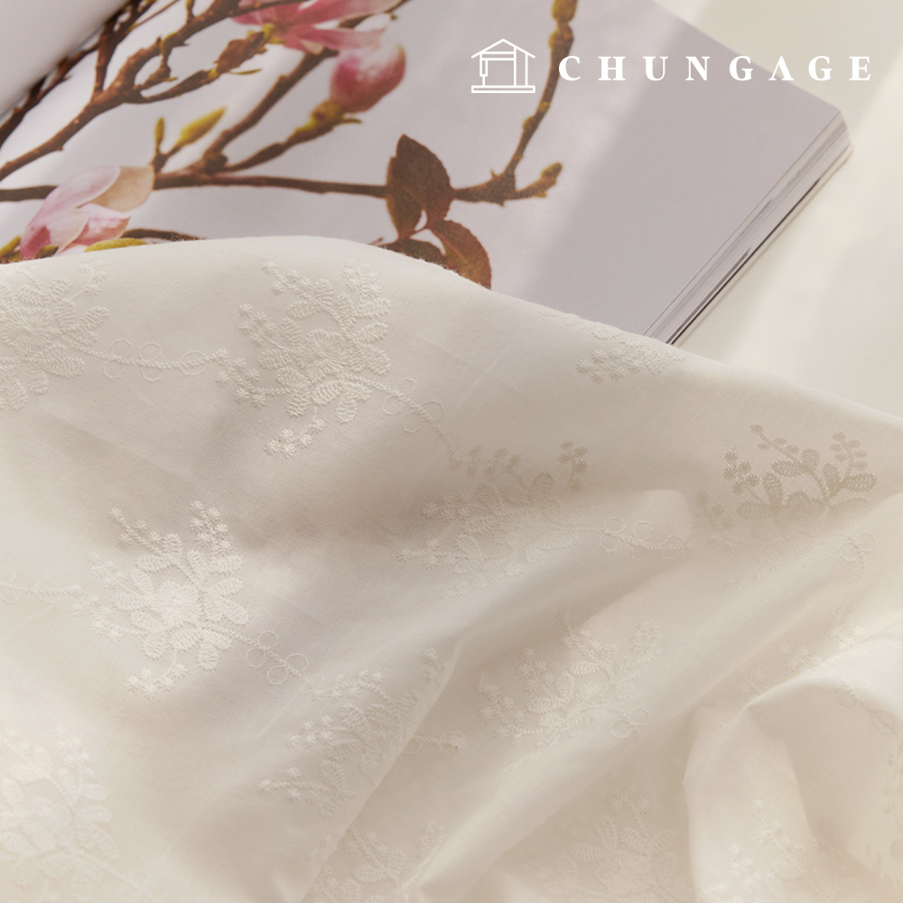 Lace Fabric Cotton Flower Lace Fabric Embroidery Fabric Deer White