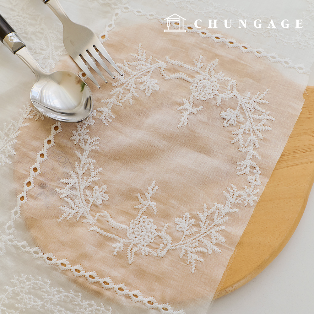 Lace Fabric Cotton Flower Lace Fabric Punching Embroidery Fabric Evergold