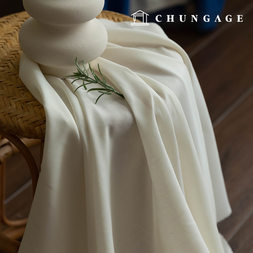 Poly Rayon Blend Linen Plain Fabric TR Santa Ivory