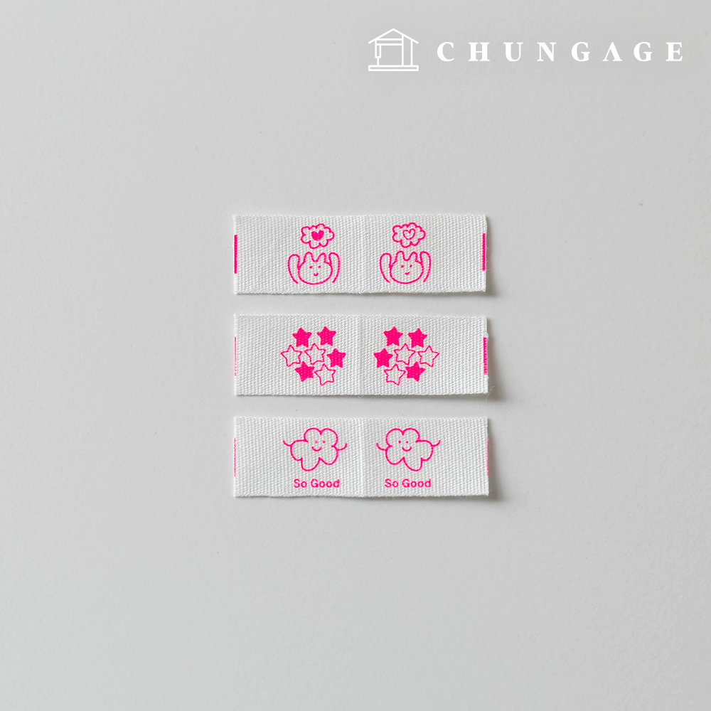 Cotton Label Insert Label Cute Fluorescent Pink 3 Pack