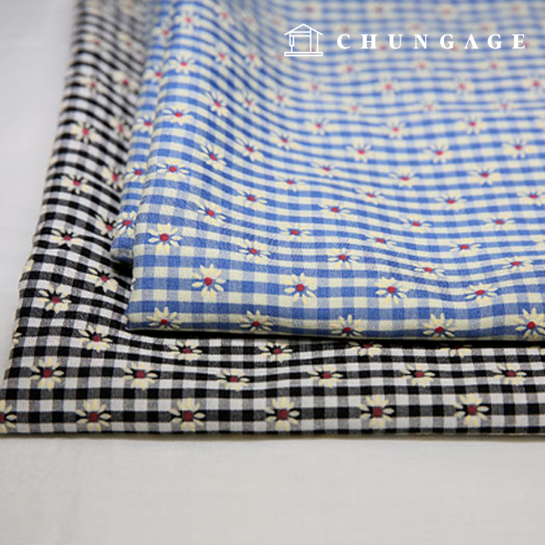 Wide Width Pre-dyed Check Fabric Check Flower 2 Types