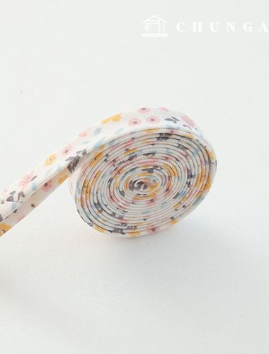 Cotton Bias Tape Finished 20 count Flower 10mm Melange Garden