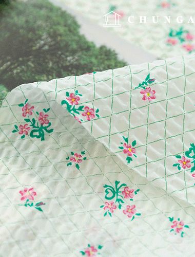 Jijimi fabric floral Flower Summer cool ripple seersucker fabric Wide Width Fabric Marianne 718
