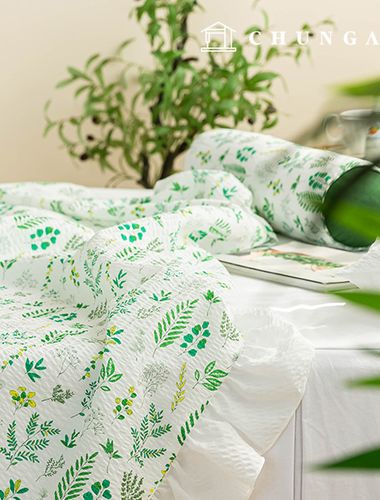 Jijimi fabric Cool Summer Ripple Seersucker fabric Wide Width Fabric leaf Green Forest 717