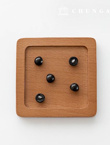 Silver Ring Mini Half Button Black