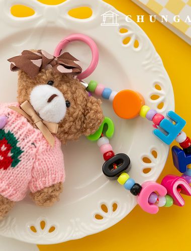 Keyring So Cute Beads Keyholder Keyring Bowknot Bear Doll Strawberry Doll Keyring Berry Teddy