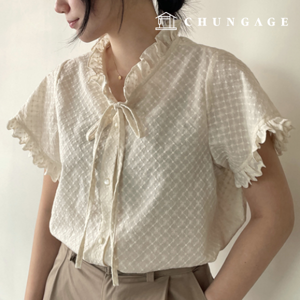 Patterns Women Check bowknot Freel Shirt Clothes Making P1823